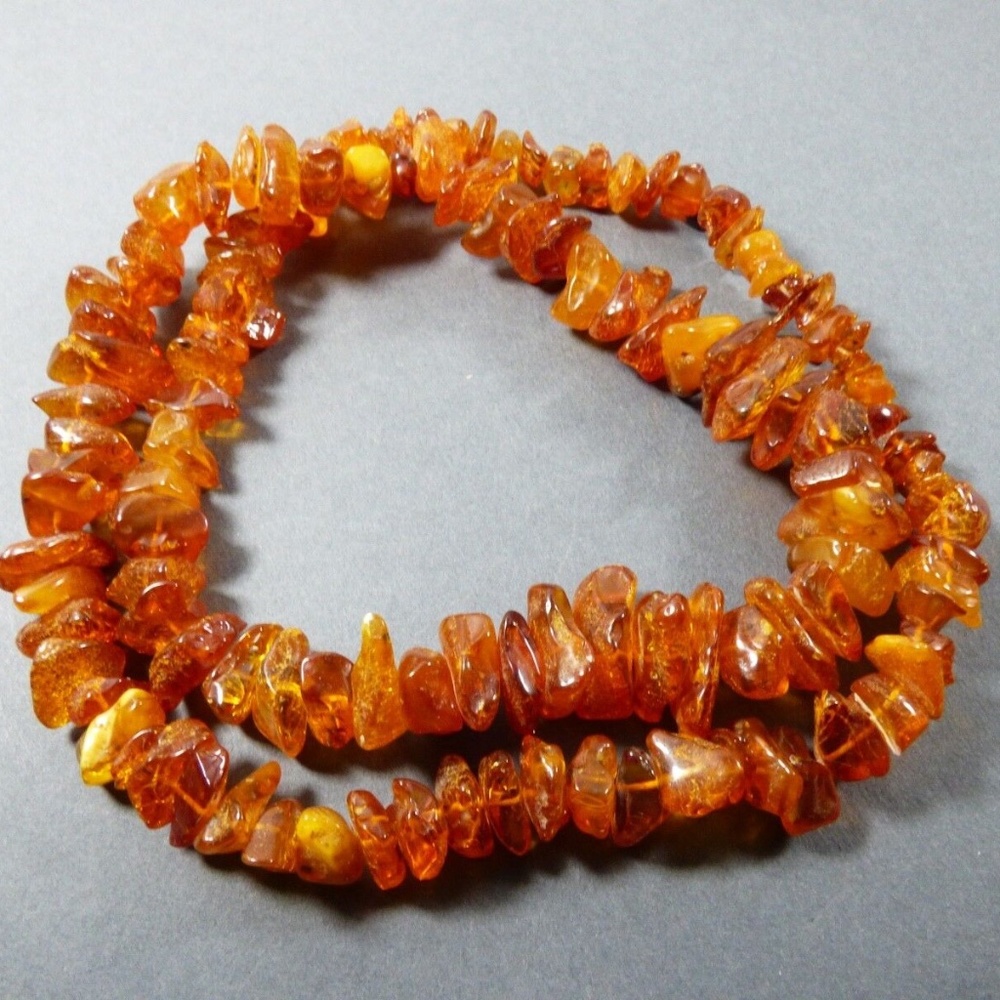 VTG Baltic natural raw genuine Amber nugget 26" strand 50 g necklace
